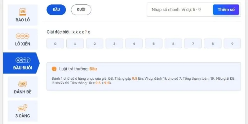  Các loại hình xổ số Shi Cai trong 86Bet 