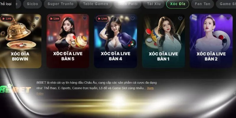 Đánh giá toàn diện sảnh live xóc đĩa